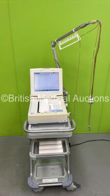 Fukuda Denshi CardiMax FX-7542 ECG Machine on Stand with 10 Lead ECG Leads (Powers Up)