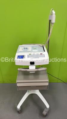 Mortara ELI 250c ECG Machine on Stand with 10 Lead ECG Leads (Powers Up)