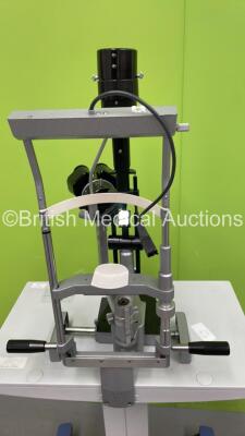 Haag Streit Bern SL 900 Slit Lamp with Binoculars and Chin Rest on Motorized Table (Unable to Power Test Due to Incorrect Power Supply - See Pictures) - 7