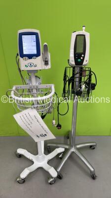 1 x Welch Allyn 420 Series Vital Signs Monitor on Stand and 1 x Welch Allyn SPOT Vital Signs LXi Patient Monitor on Stand (Both Power Up) *S/N