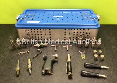 Job Lot Including 1 x deSoutter MPZ-400 Handpiece, 1 x deSoutter EPV-200 Handpiece, 1 x deSoutter SV-200 Sagittal Saw Attachment, 2 x deSoutter BV-220 Burr Attachments, 2 x deSoutter Hose Adapters, 1 x Hose, 3 x deSoutter DZ-450 Drill Attachments, 2 x Bla