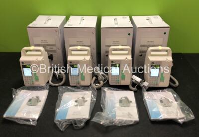 4 x Sino Medical SN-1800V Infusion Pumps with User Manuals in Boxes *Mfd - 2020* (All Power Up) *SN 0496200420A01843 / 0496200420A01554 / 0496200420A01839 / 0496200420A01838*