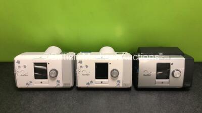 Job Lot Including 2 x ResMed AirSense 10 Autoset For Her CPAP Units (Both Power Up, 1 x Missing Side Door - See Photos) and 1 x ResMed Lumis 150 VPAP ST-A Unit with 2 x Power Supplies (Powers Up) *SN 22201371244 / 22191332241 / 22201178167*