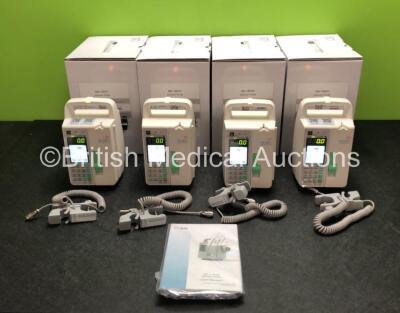 4 x Sino Medical SN-1800V Infusion Pumps with User Manuals in Boxes *Mfd - 2020* (All Power Up - Like New) *SN 0496200513A02948 / 0496200420A01896 / 0496200519A04854 / 0496200420A01894*