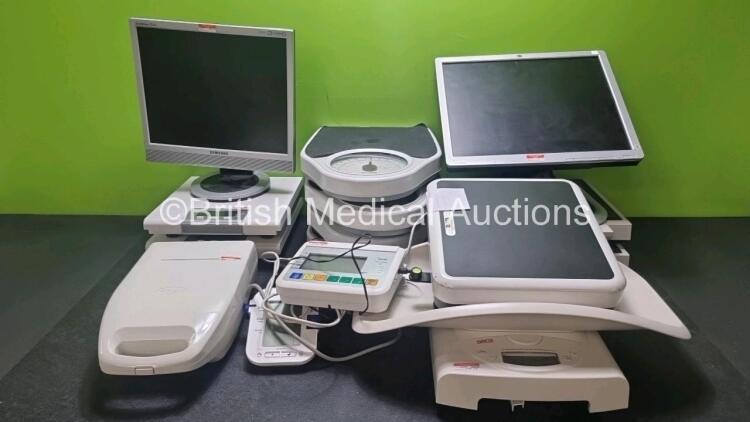 Mixed Lot Including 1 x Samsung Syncmaster 713 Monitor, 1 x HPL1060g Monitor, 1 x Medic-aid Ventilator, 1 x Omron M10-IT Blood Pressure Monitor, 4 x Salter Weighing Scales, 1 x Tanita Weighing Scales with Digital Display,1 x Seca Baby Weighing Scales, 2 x