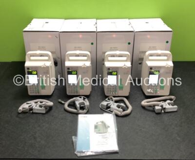 4 x Sino Medical SN-1800V Infusion Pumps with User Manuals in Boxes *Mfd - 2020* (All Power Up - Like New) *SN 0496200420A01822 / 0496200420A01938 / 0496200420A01544 / 0496200420A01863*