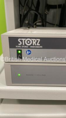 Storz Stack Trolley with NDS Radiance G2HB Monitor, Storz Spies Image 1 Connect Unit, Storz Image 1 H3-Link Camera Control Unit and Storz Spies Camera Head (Powers Up) *S/N XU79189-P / WT880052-H* - 6