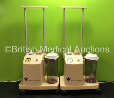 2 x Therapy Equipment Ltd Suction Units with Cups (Both Power Up, 1 x Crack in Casing - See Photos) *SN 130923 / 130925*