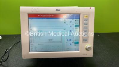 Drager Evita XL REF 8419601-17 Ventilator Software Version 07.06 Running Hours 51071 Hours (Powers Up with Cracked Casing-See Photo)