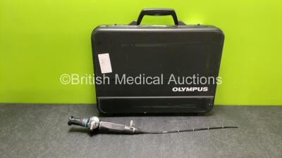 Olympus ENF-GP Pharyngoscope in Case - Engineer's Report : Optical System - 4 Broken Fibers, Angulation - No Fault Found, Insertion Tube - Minor Kink Present, Light Transmission - No Fault Found, Leak Check - No Fault Found *1402977*