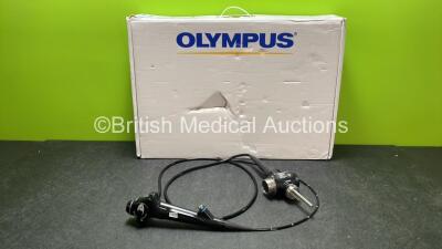 Olympus BF-P260F Video Bronchoscope in Case - Engineer's Report : Optical System - Stain Present, Angulation - No Fault Found, Insertion Tube - Crush Marks Present, Light Transmission - No Fault Found, Leak Check - No Fault Found *2600493*