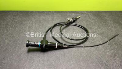 Olympus ENF-P4 Pharyngoscope in Case - Engineer's Report : Optical System - 12 Broken Fibers, Angulation - No Fault Found, Insertion Tube - Kinks Present, Light Transmission - No Fault Found, Leak Check - No Fault Found *700246* - 2