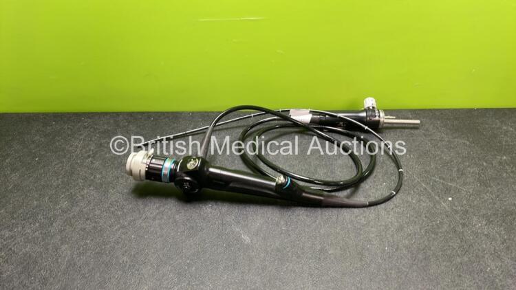 Olympus BF-P60 Bronchoscope - Engineer's Report : Optical System - Looks OK but Adapter Jammed onto Eyepiece Obscuring View, Angulation - No Fault Found, Insertion Tube - No Fault Found, Light Transmission - No Fault Found, Leak Check - Minor Intermittent