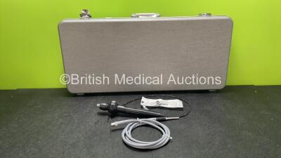 Karl Storz 11302 BDD2 Flexible Video Laryngoscope in Carry Case with 1 x Karl Storz 495 NA Fluid Light Cable- Engineer's Report : Optical System - 1 Broken Fibre, Satisfactory, Angulation - No Fault Found, Insertion Tube - Bending Section Rubber Stretched