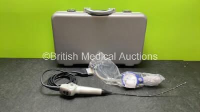 Karl Storz 11101D Video Pharyngoscope in Case - Engineer's Report : Optical System - Unable to Check, Angulation - No Fault Found, Insertion Tube - No Fault Found, Light Transmission - No Fault Found, Leak Check - No Fault Found *59825*