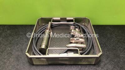 Job Lot Including 1 x Aesculap GD674 Microspeed Uni Handpiece, 1 x Aesculap GB391R Attachment, 1 x Aesculap GB390R Attachment, 1 x Aesculap GB392R Attachment and 1 x Aesculap GD672 Cable in Tray