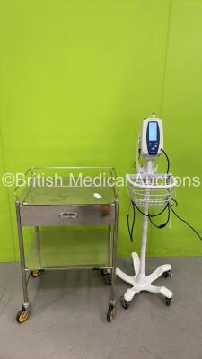 1 x Welch Allyn Spot Vital Signs Monitor on Stand (Powers Up) and 1 x Stainless Steel Trolley *JSA585577*