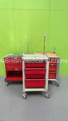 1 x Milcare Crash Trolley, 1 x Bristol Maid Trolley and 1 x Unknow Make of Crash Trolley