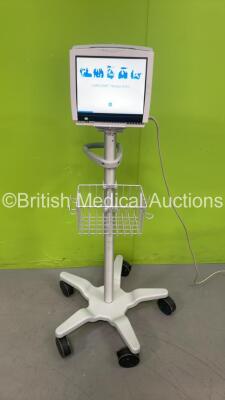 GE Carescape B450 Monitor on Stand with Multiparameter Module with NIBP, P1, P2, T1, T2, SPO2 and ECG Options (Powers Up) *S/N SJA15112799HA*