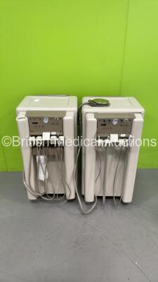 2 x VetPro 1000 Mobile Dental Delivery Units with Hoses and Handpieces (1 x Powers Up -1 x Damaged Power Socket)