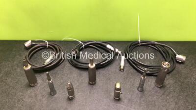 Job Lot Including 2 x Aesculap GD678 Microspeed Uni Handpieces, 1 x AesculapGD674 Microspeed Uni Handpiece, 2 x Aesculap GD450 M Attachments, 1 x Aesculap GB391R Attachment, 1 x Aesculap GB390R Attachment and 3 x Aesculap GD672 Cables