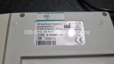 GE Carescape B850 Monitoring System Including 1 x D19KT Display / Monitor, 1 x GE Unity Network ID, 1 x F5-01 Module Rack with 5 x Blank Modules and 1 x GE E-PSMP-01 Module Including ECG, SpO2, NIBP, P1, P2, T1 and T2 Options (Powers Up) - 6