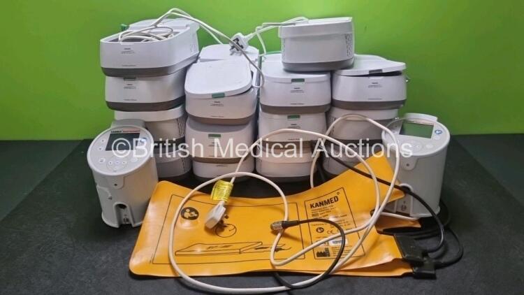 Mixed Lot Including 13 x Philips Respironics Ventilators (Most Units with Damage to Casing) and 2 x Kanmed Baby Warmers with 2 x Heat Pads