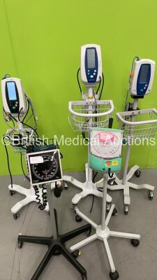 2 x Welch Allyn SPOT Vital Signs Monitors on Stands, 1 x Welch Allyn 420 Series Vital Signs Monitor on Stand and 2 x Blood Pressure Meters on Stands (All Power Up) *S/N 200802446* - 6