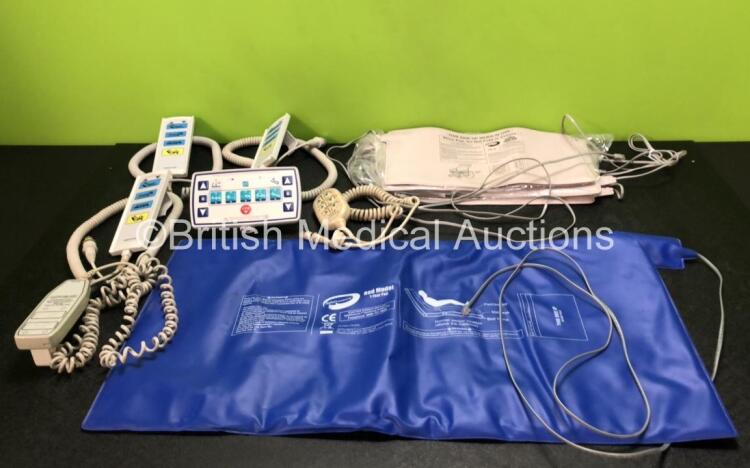 Job Lot Including 6 x Various Bed Controllers, 1 x SafePresence Mattress and 5 x SafePresence Sealed Chair Pads