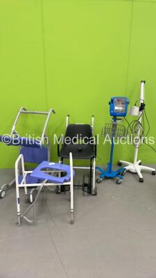 Mixed Lot Including Arjo Stedy Standing Aid, 1 x Seca Wheelchair Weighing Scales, 1 x GE Dinamap Pro 400V2 Vital Signs Monitor on Stand (Powers Up) and 1 x Lifeline Photic Lamp (Unable to Power Test Due to No Power Supply)