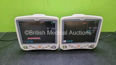 2 x GE Dash 5000 Patient Monitor on Stand Including ECG, SpO2, CO2, NBP, BP1/3, BP2/4, Temp/CO Options (Both Power Up)