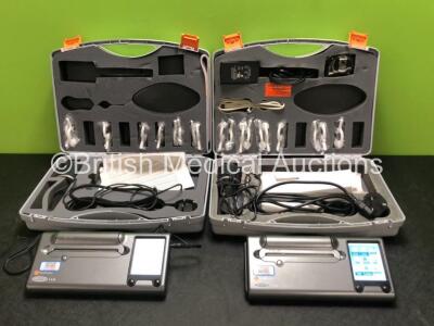 2 x Carefusion MicroLab Touchscreen Spirometers with 2 x Power Supplies and Accessories in Cases (Both Power Up) *SN 085-67300 / 085-69934*