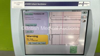 SLE5000 Infant Ventilator HFO TTV Plus Model E Software Version 5.0 on Stand with Hoses (Powers Up) * Mfd 2009 * - 2