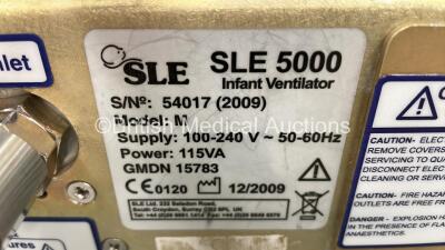 SLE5000 Infant Ventilator HFO TTV Plus Model E Software Version 5.0 on Stand with Hoses (Powers Up) * Mfd 2009 * - 5