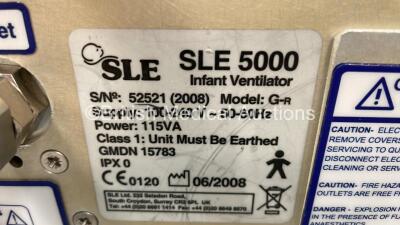 SLE5000 Infant Ventilator HFO TTV Plus Model E Software Version 5.0 on Stand with Hoses (Powers Up) * Mfd 2008 * - 4