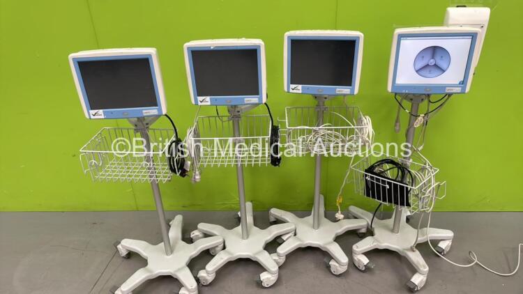 4 x LiDCO Rapid Patient Monitors on Stands (All Power Up)