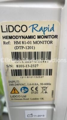 4 x LiDCO Rapid Patient Monitors on Stands (All Power Up) - 4