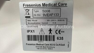 Fresenius Medical Care 5008 CorDiax Dialysis Machine Software Version V4.62 - Running Hours 35684 with Hoses (Powers Up) - 5