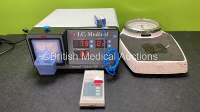 Mixed Lot Including 1 x I C Medical Crystal Vision 460 Smoke Evacuation Unit (Powers Up) 1 x Seca Model 761 Weighing Scales and 1 x Graseby MR10 Neonatal Respiration Monitor (Untested Due to Missing Batteries) *SN 71445, 2761154016648, 17415*