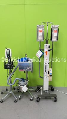 1 x AirPal Suction Unit with Hose on Stand, 1 x Welch Allyn 420 Series Vital Signs Monitor on Stand and 1 x Smiths Medical Level 1 System H-1200 Fast Flow Fluid Warmer (All Power Up)