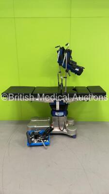 Maquet AlphaStar Electric Operating Table Model 1133.12B3 with Controller, Cushions and Stirrups (Powers Up)