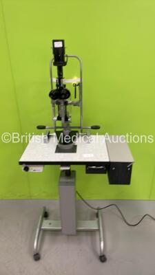 Haag Streit Bern SL900 B 90010659 Slit Lamp with Binoculars, 2 x 10x Eyepieces and Chin Rest on Hydraulic Table (Powers Up with Good Bulb) *S/N U90010659*