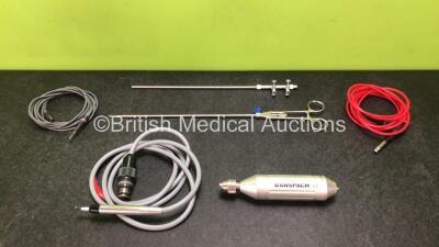 Job Lot Including 1 x Anspach Speed Reducer, 1 x Retinal Cryoprobe with Cable (Damaged Head - See Photos) 2 x Diathermy Cables, 1 x Olympus A5865 Laparoscopic Forceps and 1 x Olympus A5605 Instrument