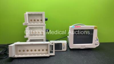 Job Lot Including 1 x Philips MP30 Anesthesia Patient Monitor (Powers Up) 1 x Philips Intellivue X2 Handheld Patient Monitor Including ECG, SpO2, NIBP, PRESS and TEMP Options (Spares and Repairs) 3 x Philips REF 865243 Module Racks and 1 x Philips REF 862