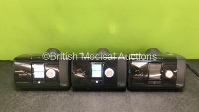 3 x ResMed AirSense 10 Autoset CPAP Units with 3 x Power Supplies (2 x Power Up, 1 x Draws Power) *SN 23221445479 / 23192829704 / 23223089232*