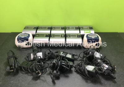 Job Lot Including 8 x ResMed S9 AutoSet EPR CPAP Units with 8 x Power Supplies (All Power Up, 1 x Missing Dial - See Photos) and 2 x ResMed S8 AutoSet Spirit CPAP Units *SN 22151956822 / 23142300443 / 22151716433 / 23121613085 / 22152090644 / 22151956825 