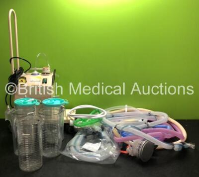 Mixed Lot Including 5 x Serres Cups (3 x Missing Lids) 1 x Therapy Equipment Suction Unit and Various Hoses