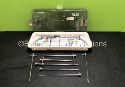 Job Lot of Karl Storz Trocars and Cannulas with Fibre Optic Light Source Cable in Tray