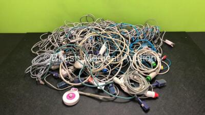 Job Lot of Various Patient Monitor Cables and 1 x US Fetal Ultrasound Transducer (Damaged Cable - See Photos)