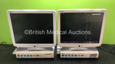 Job Lot Including 2 x Fukuda Denshi Dynascope DS-7300 Touchscreen Monitors and 2 x Fukuda Denshi HS-700 Modules (All Power Up, 1 x Missing Module Printer, 1 x Monitor with Blank Screen - See Photos)